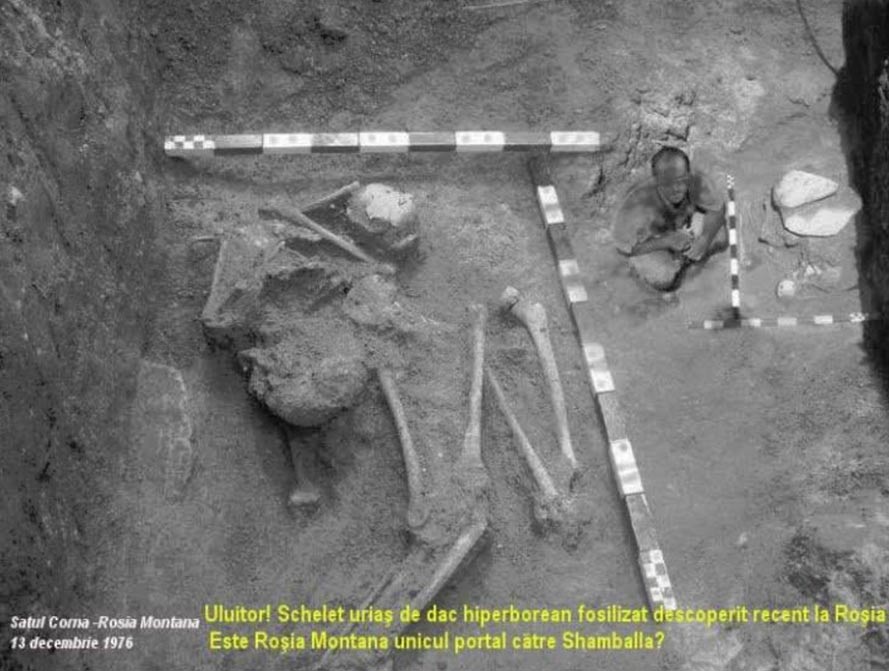 Останки гигантов в Румынии. 10-метровый скелет, найденный в Румынии, в 1976 году.